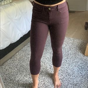 American Eagle Plum Super Stretch Cropped Jeggings
